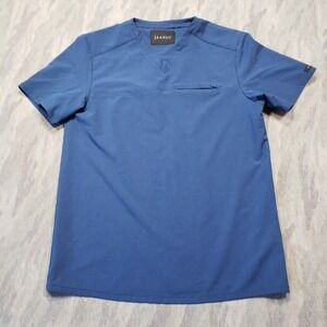 JAANUU Scrub Top Womens Medium Blue Short Sleeve Front Pocket Medical